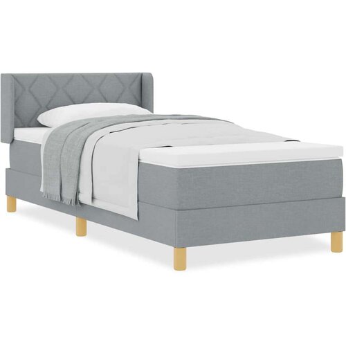 vidaXL Postelja z vzmetnico z vzmetnico Svetlo siva 90 x 190 cm blago Cene