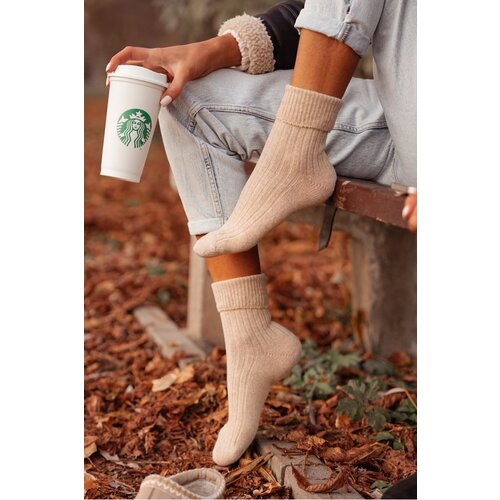 Milena Women's Wool Socks Beige Cene