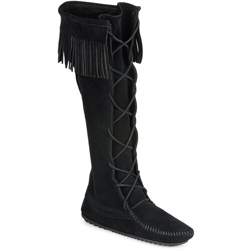 Minnetonka front lace hardsole knee hi boot crna Slike