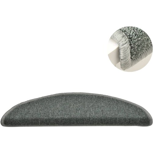  Prostirke za stepenice 15 kom 56x17x3 cm tamnozelene poluokrugle Slike