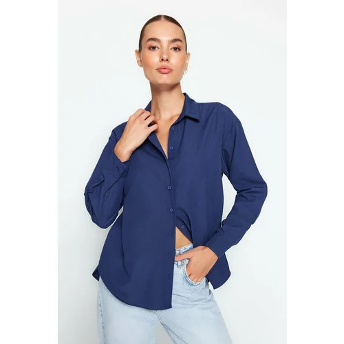 Trendyol Navy Blue Loose Fit Woven Shirt