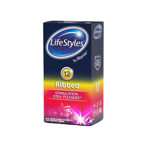 LIFESTYLES Rebrasti kondomi, 12 kos Slike