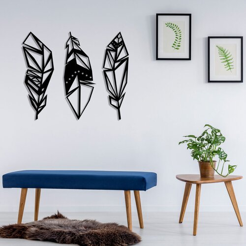 Wallity zidna dekoracija feather metal decor, 78 x 65 cm, crna Cene