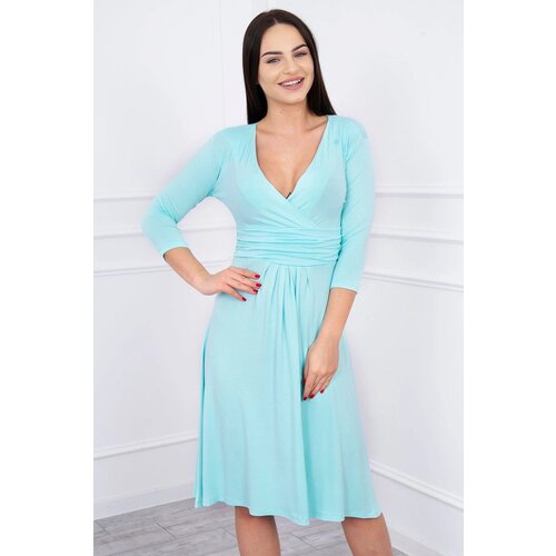  Dress with cut-off under the bust, 3/4 sleeves mint Slike