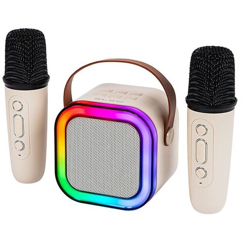 Blow prenosni RGB Bluetooth karaoke zvočnik, 2x brezžični mikrofon, bež Cene