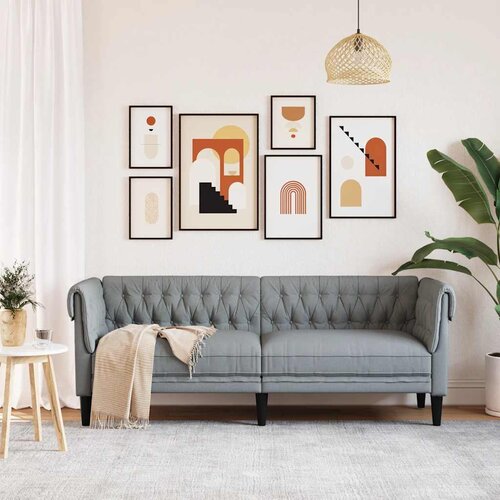  Trosjed Chesterfield svjetlosivi od tkanine Slike