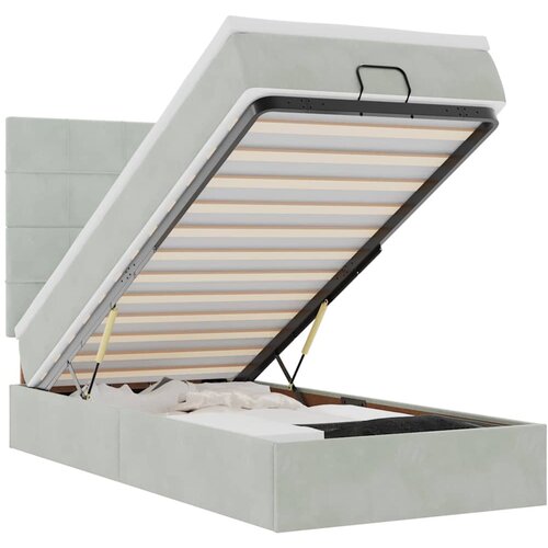 Maison Chic Otomanski Posteljni okvir - Enojna postelja - Postelja za odrasle z vzmetnicami siv 90x190cm žamet-J2108, (21773778) Cene