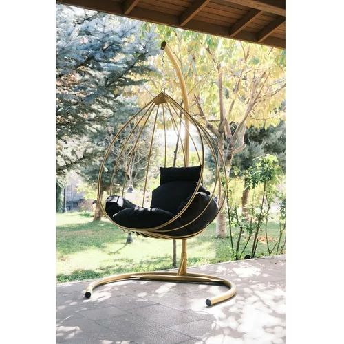Floriane Garden Viseća vrtna stolica u crno-zlatnoj boji Damla -