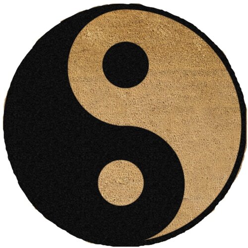 Artsy Doormats Črna okrogla preproga iz naravnega kokosovega vlakna Yin Yang, ⌀ 70 cm Slike