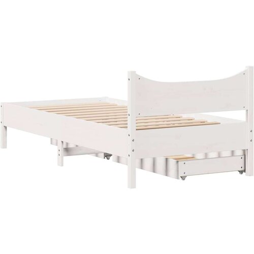 vidaXL Posteljni okvir s predali bel 90x200 cm trdna borovina Cene