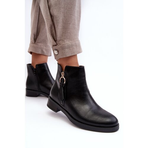 EVENTO Women&amp;#039;s Leather Flat Boots Black Vasica Slike