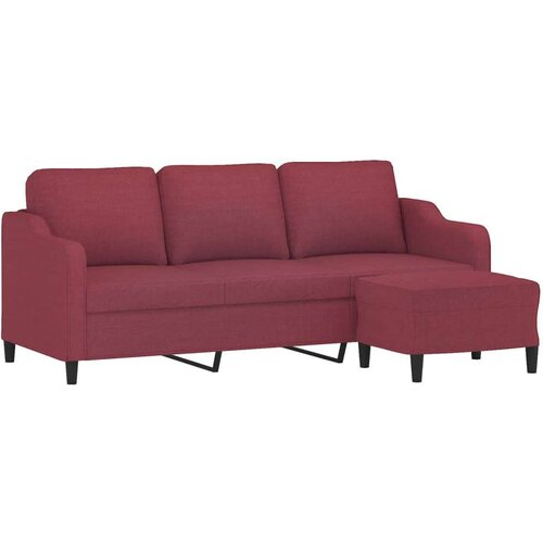  Kavč trosed s stolčkom za noge vinsko rdeč 180 cm blago, (20911135) Slike
