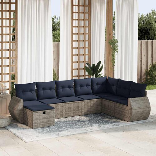 vidaXL 8-dijelni set vrtnih sofa od poliratana s jastucima sivi Cijene