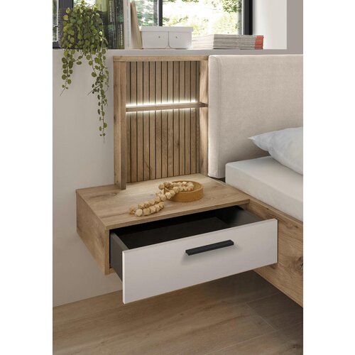 Hom`in POSTELJNA GARNITURA 180 cm x 200 cm , bela, barve hrasta Slike