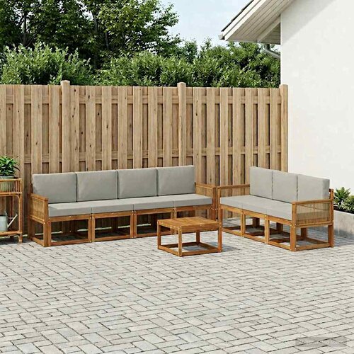  Set vanjskih sofa 8 pcs Prirodna i svjetlosiva Poliester Cene