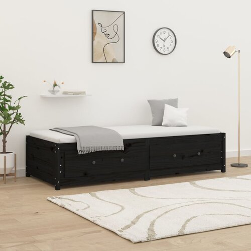 VidaXL Dnevni ležaj Crna 75 x 190 cm 2FT6 jednokrevetni od borovine Slike