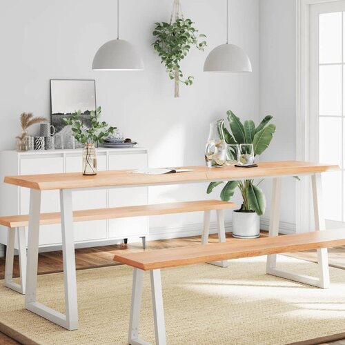 vidaXL Stolna ploča svjetlosmeđa 220x40x(2-6) cm obrađena hrastovina Cijene