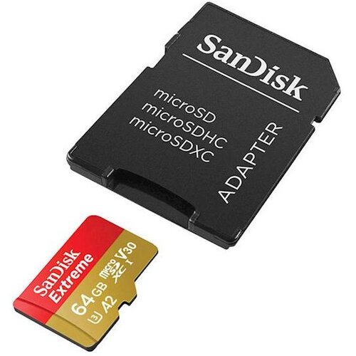 San Disk Spominska kartica microSDXC Extreme 64 GB UHS‑I z adapterjem (SDSQXAH-064G-GN6AA) Cene