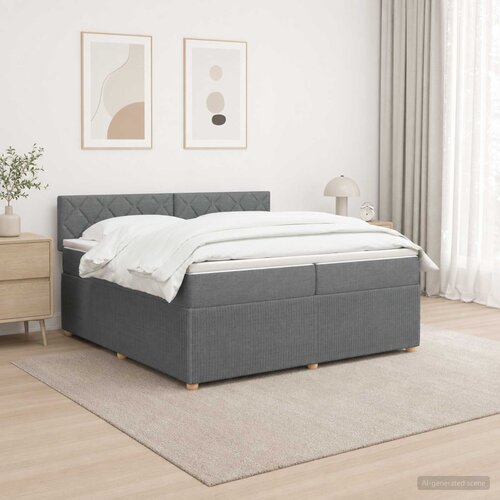  Boxspring krevet s madracem Tamnosiva 200 x 200 cm Tkanina Cijene