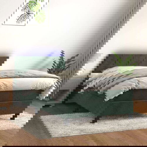  Krevet box spring s madracem LED tamnozeleni 100x200 cm bar&amp;scaron;un Slike