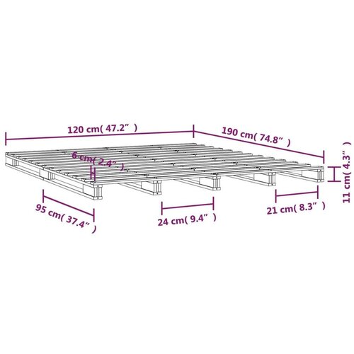 VidaXL Okvir za krevet bijeli 120 x 190 cm masivna borovina 4FT bračni Slike