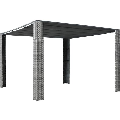 vidaXL Paviljon s streho poli ratan 300x300x200 cm siv in antraciten Cene