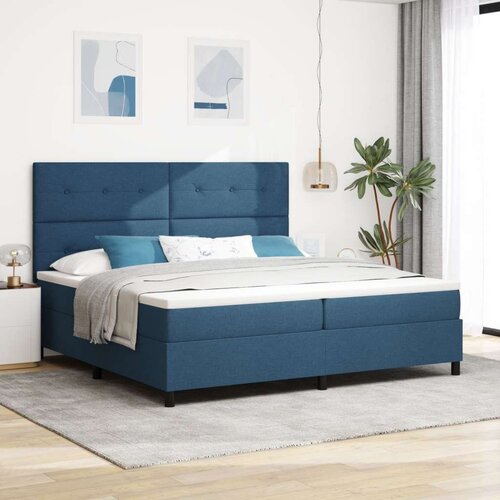  postelja s &amp;scaron;katlastim vzmetenjem z vzmetnico modra 200x200 cm tkanina, (22082832) Slike