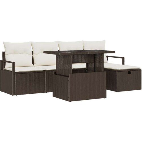  Set vrtnih sofa s 6 komada i jastučićima smeđi poli ratan 2-sjedna vrtna sofa s jastučićima smeđi poli ratan Cene
