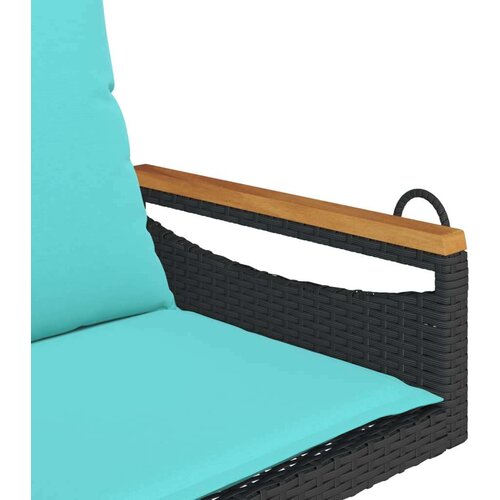  Klupa za ljuljanje s jastucima crna 63x62x40 cm od poliratana - Crna 63 x 62 x 40 cm 1 Nasloni za ruke okruglog dizajna Slike