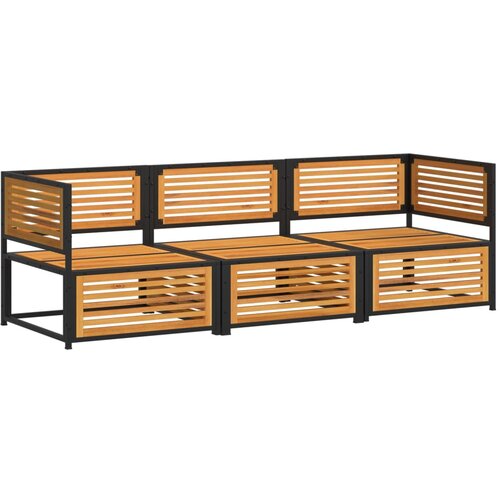  3-dijelna set vrtnih sofa s jastucima masivno bagremovo drvo Smeđa Slike