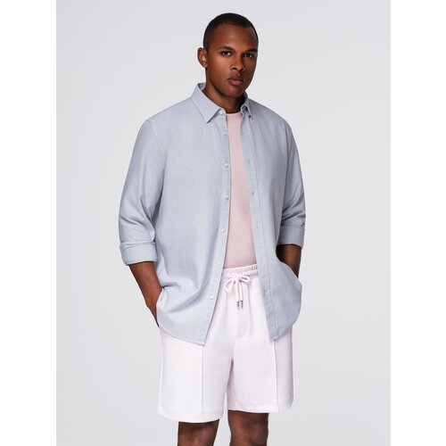 Ombre Elegant men's oxford shirt with embroidery - blue Cene
