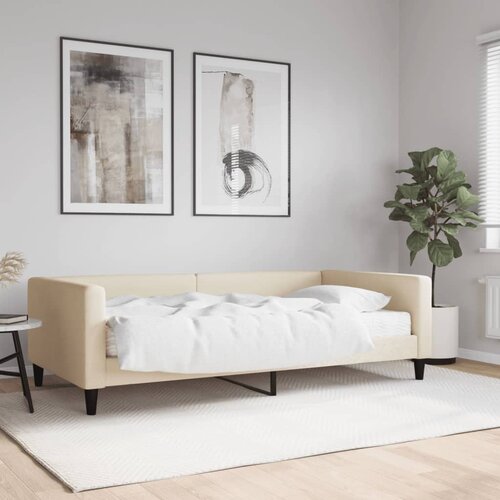  Dnevni krevet s madracem krem 100 x 200 cm od tkanine Cijene