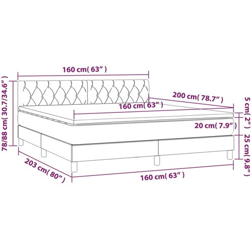  Krevet box spring s madracem LED plavi 160x200 cm od tkanine Slike