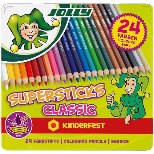  Lesene barvice Jolly kinderfest classic 24 kos v 3D kovčku Slike