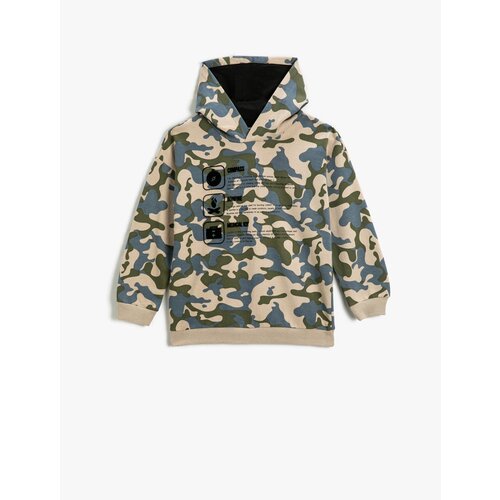 Koton Camouflage Patterned Hoodie Sweatshirt Printed Long Sleeve Slike