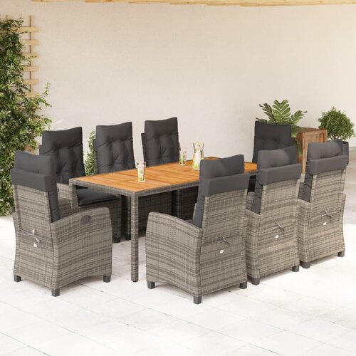  9-dijelni vrtni blagovaonski set sivi od poliratana Siva 190 cm table length Slike