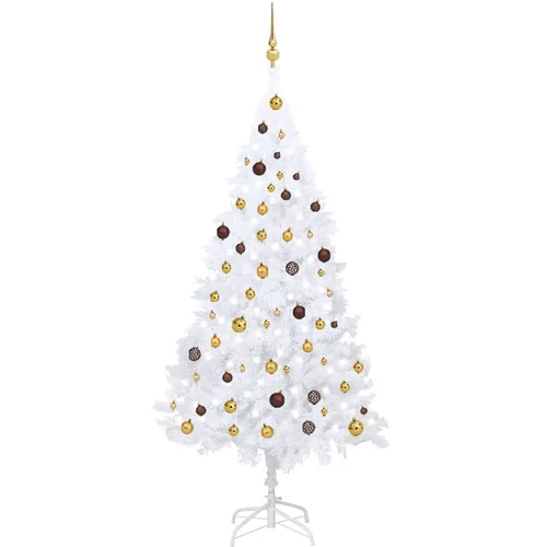  Umjetno božićno drvce LED s kuglicama bijelo 210 cm PVC