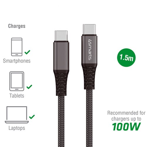 4SMARTS kabel USB-C na USB-C PremiumCord 100W 1,5m črn Cene