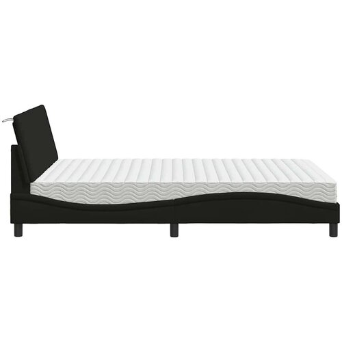 VidaXL Krevet s madracem crni 120 x 200 cm od tkanine Slike