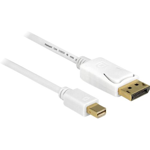 Delock Mini-DisplayPort/DisplayPort adapterski kabel mini DisplayPort vtič, DisplayPort vtič 5.00 m bela 83484 pozlačeni konektorji DisplayPort kabel, (20415546) Cene