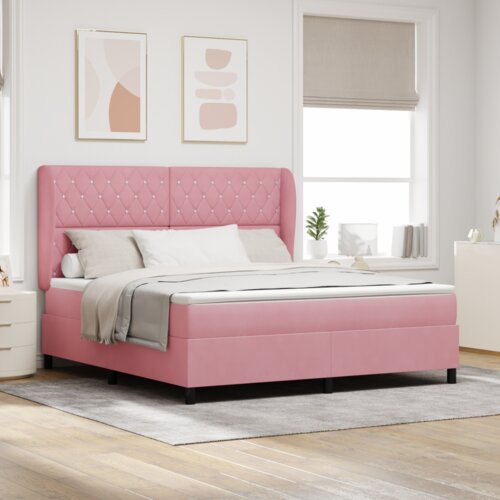  Ružičasti Box Spring Krevet s Madracem 180x200 cm u Baršunu Cene