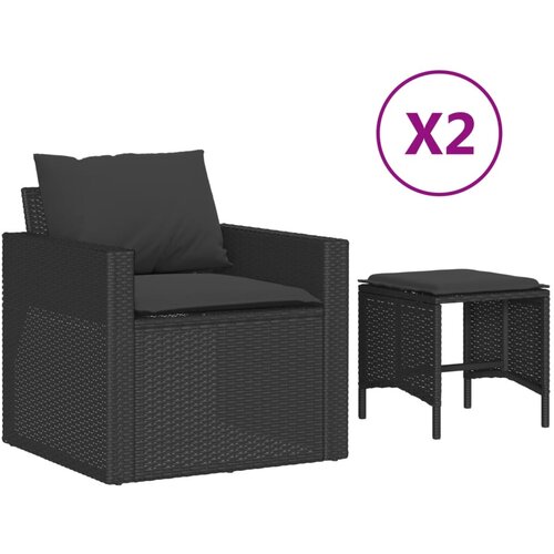 Maison Chic Seti vrtnega pohištva - Vrtna garnitura - Vrtni pohištvo set 4-delna z blazinami črna poli ratan, (21816035) Cene