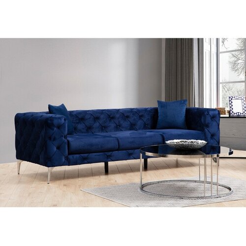 Atelier Del Sofa Temno modra žametna sedežna garnitura 237 cm Como – Cene