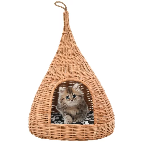 vidaXL Kućica za mačke s jastukom tipi 40 x 60 cm od prirodne vrbe