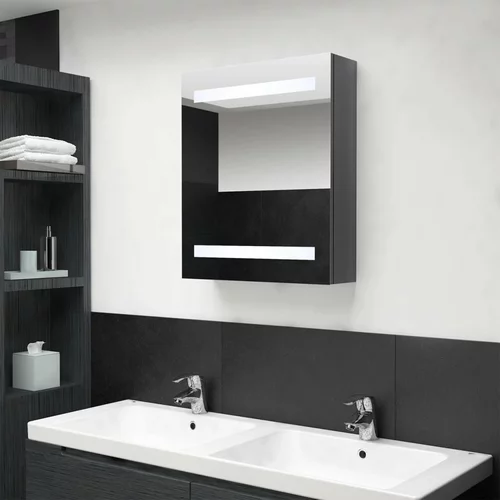 vidaXL LED kopalniška omarica z ogledalom sijoče siva 50x14x60 cm, (20801560)