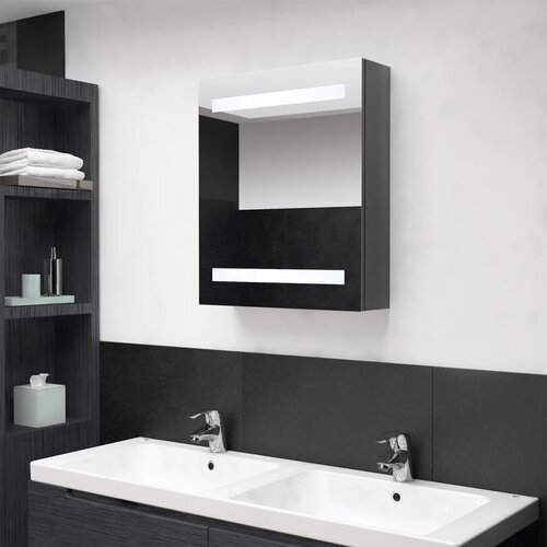 vidaXL LED kupaonski ormarić s ogledalom sjajni sivi 50 x 14 x 60 cm Cijene