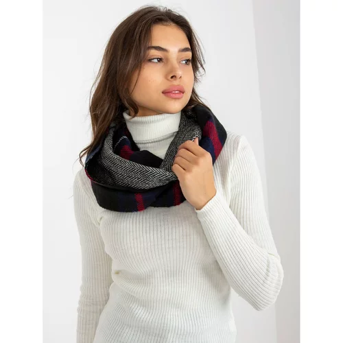 Fashion Hunters Ladies' navy blue and red neck warmer with a checked print