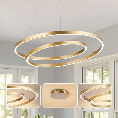  brilagi-led prigu&amp;scaron;iva viseća lampa na sajli twister LED/75W/230V, prečnik 70 cm, zlatna + daljinski upravljač Slike