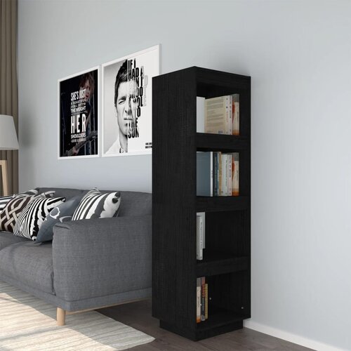 vidaXL knjižna omara za razdelitev prostora črna 40x35x135 cm borovina Cene