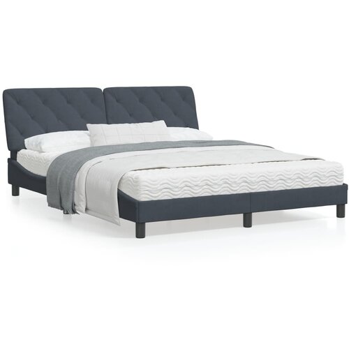 VidaXL Posteljni okvir z vzglavjem temno siv 160x200 cm žamet Slike